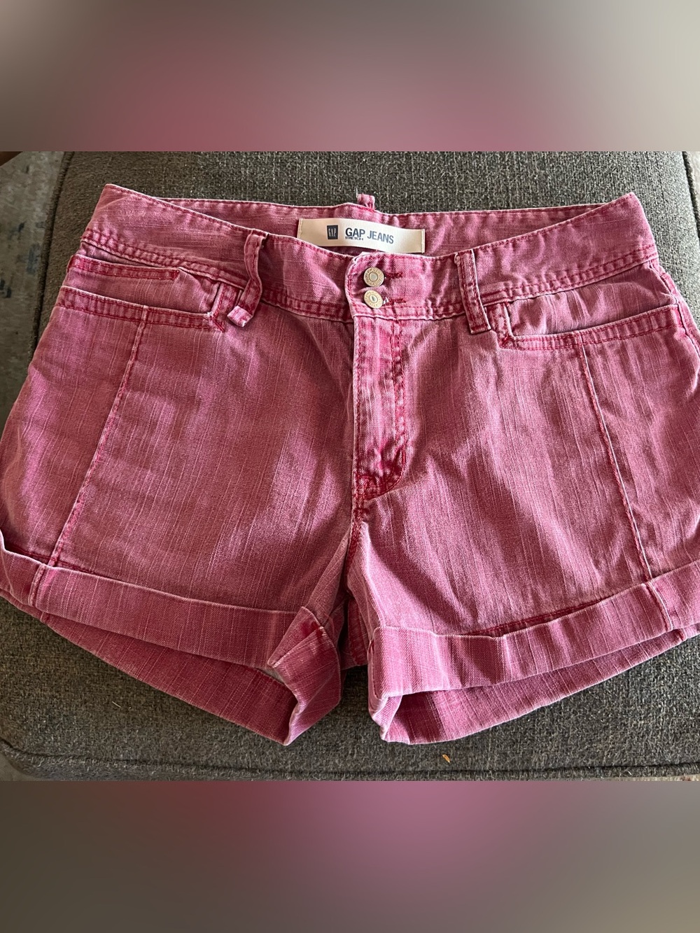 Vintage GAP Red Wash Stretch Denim Shorts Womens 12